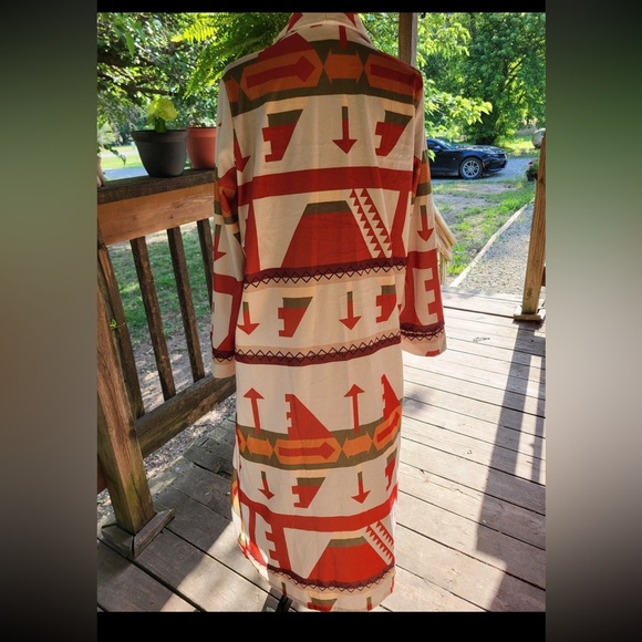 Woman’s Southwest Western Aztec Soft Cozy Long Duster Cardigan/ Robe Plus 2X NEW - Picture 4 of 10